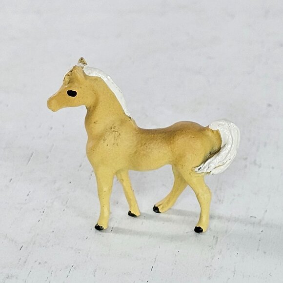 Miniature Metal Palomino Horse Figurine Hand Painted Collectible Mini Stallion - Picture 5 of 8